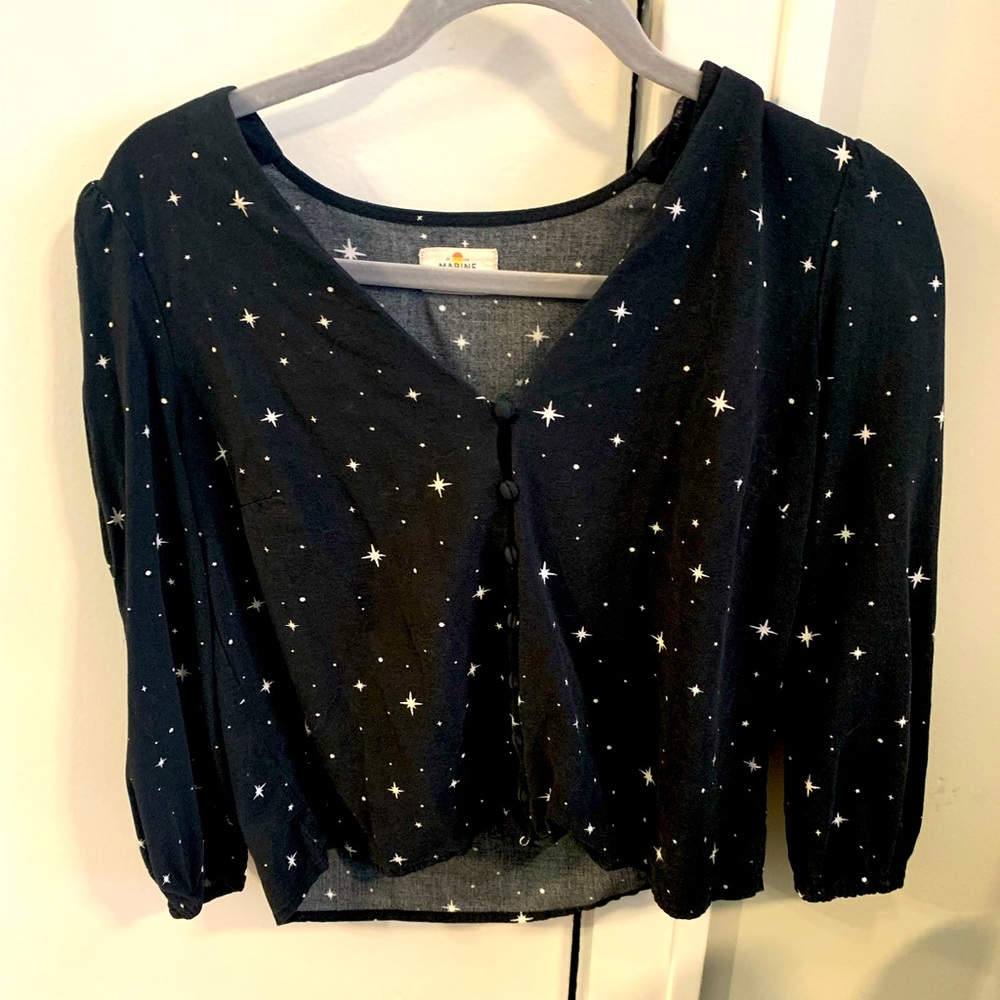 Marine Layer Starry black blouse, size S, lightly worn, great condition